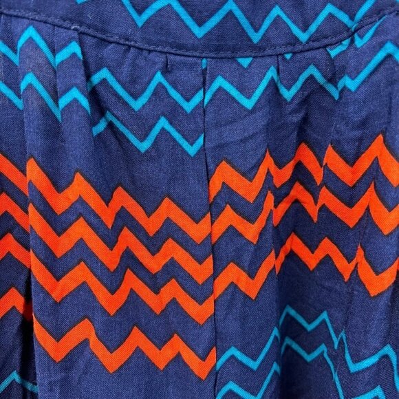 Rue21 Womens Romper Playsuit Blue Red Chevron Pleated Backless Short S New - Picture 9 of 11